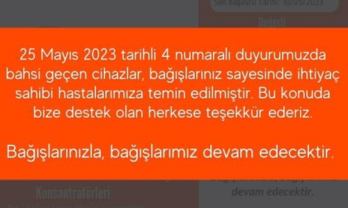 İhtiyaç Sahibi Hastalarımıza Cihaz Temin Edilecektir - Duyuru No: 4/2023 - 2023.05.25