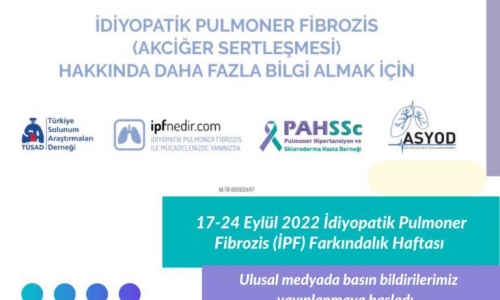 17-24 Eylül 2022 İdiyopatik Pulmoner Fibrozis (İPF) Farkındalık Haftası basın bildirimiz, ulusal medyada yer buldu - 2022.09.22