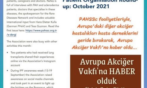 PAHSSc faaliyetleriyle EKİM Ayında Avrupa Akciğer Vakfı - ELF, 'ye haber oldu - 2021.10.06