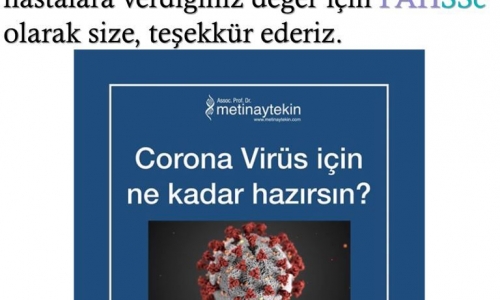 CORONA-19 (Corona Virüs) için ne kadar hazırsın - Dr. Metin AYTEKİN - 2020.03.15