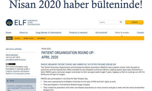 European Lung Foundation (ELF) 'ye 2020 Nisan ayında haber olduk - 2020.04.10