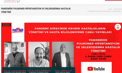 Pandemide Pulmoner Hipertansiyon ve Skleroderma Hastalık Yönetimi - Prof. Dr. Mustafa Çetiner ve HAYAD - 2020.12.04