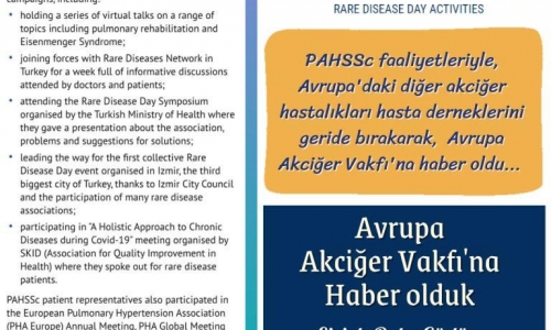 PAHSSc faaliyetleriyle MART Ayında Avrupa Akciğer Vakfı - ELF, 'ye haber oldu - 2021.03.12