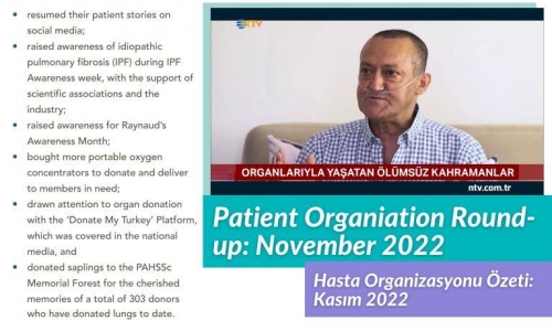 PAHSSc faaliyetleriyle 2022 Yılı KASIM Ayında Avrupa Akciğer Vakfı - ELF'ye haber oldu - 2022.11.10