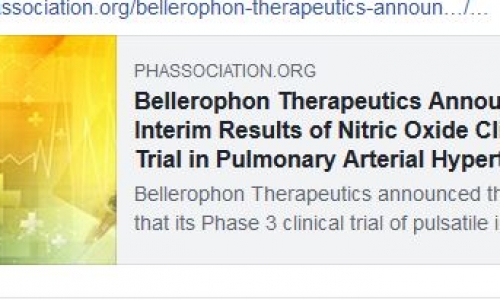 Bellerophon Therapeutics, PAH'da Nitrik Oksit Klinik Denemenin Ara Sonuçlarını Açıkladı - 2018.08.10