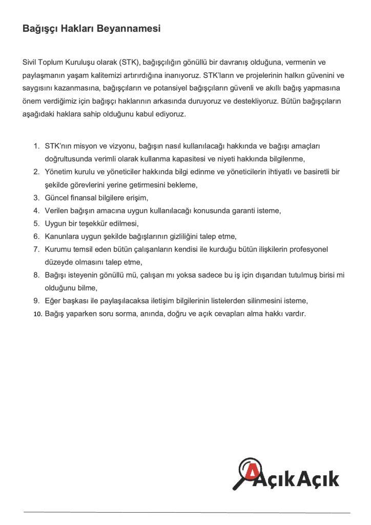 Açık Açık Bağışçı Hakları Beyannamesi